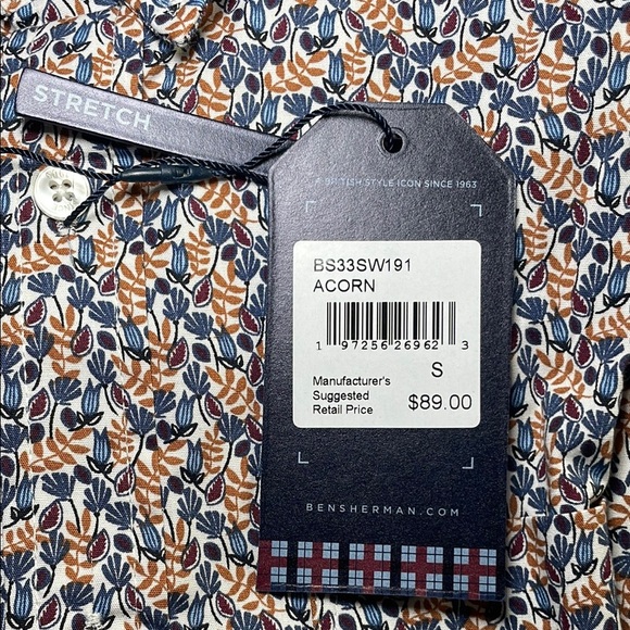 Ben Sherman navy and brown short sleeve button down shirt sz S - Picture 3 of 11